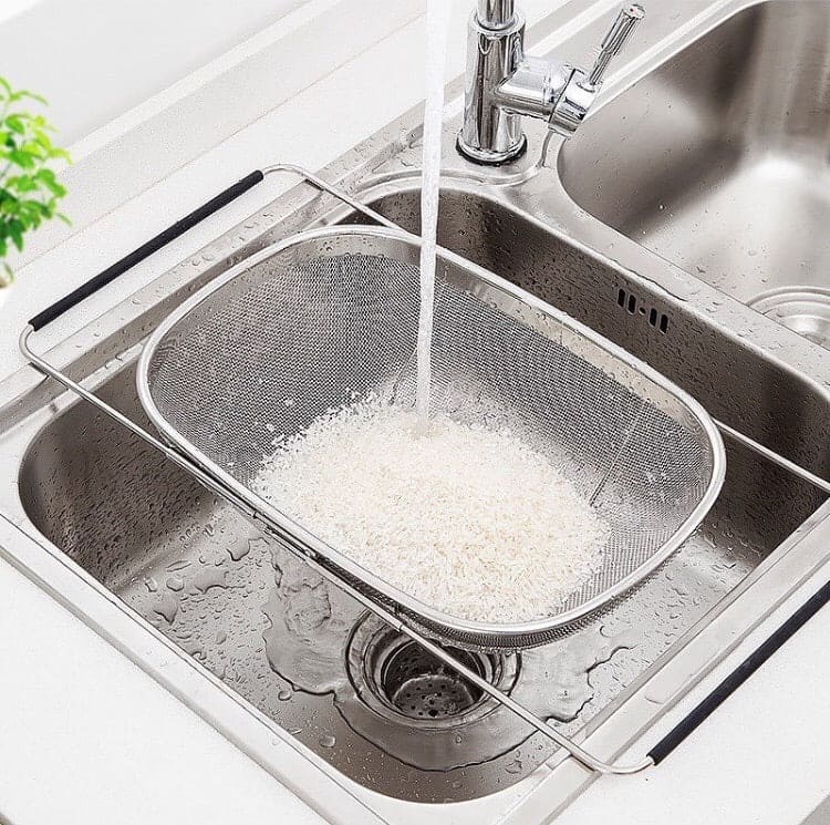 Stainless Steel Drain Basket, Micro Perforated Colander Strainer Basket, Over the Sink Fine Mesh Basket Stainless Steel Drain Basket, Micro Perforated Colander Strainer Basket, Over the Sink Fine Mesh Basket